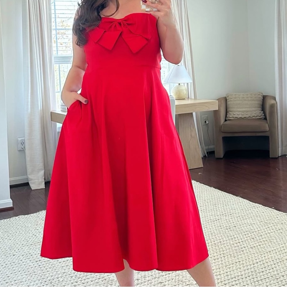 🆕 a new day Red Midi Dress with Bow